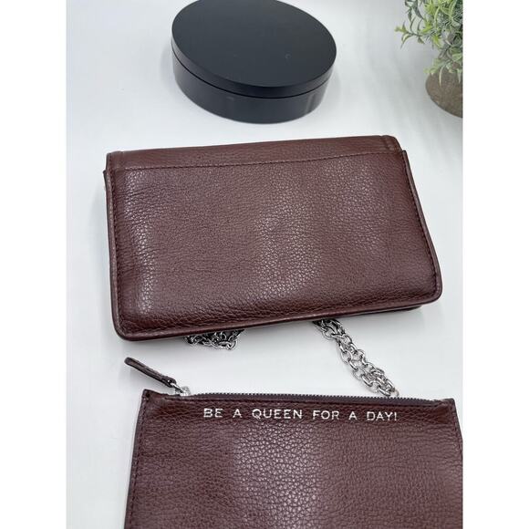 My Flat In London Brown Crossbody Metal Chain Bow Wallet Clutch 48 Charles St - Picture 10 of 12